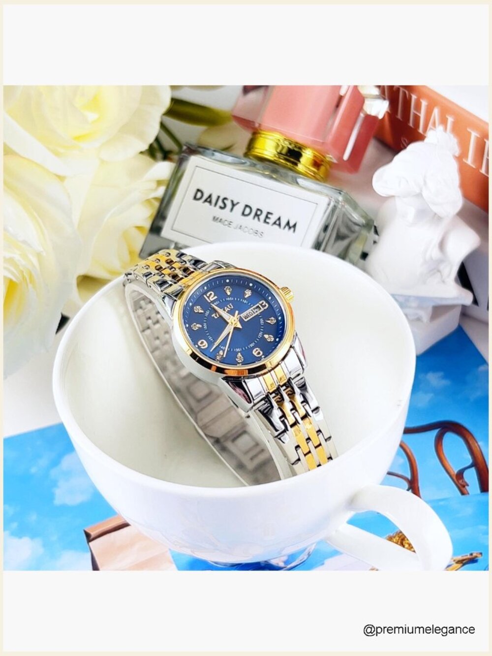 Gold Silver Two Tone Women Stainless Steel Watch Dress Quartz Day Date Water - Picture 7 of 7
